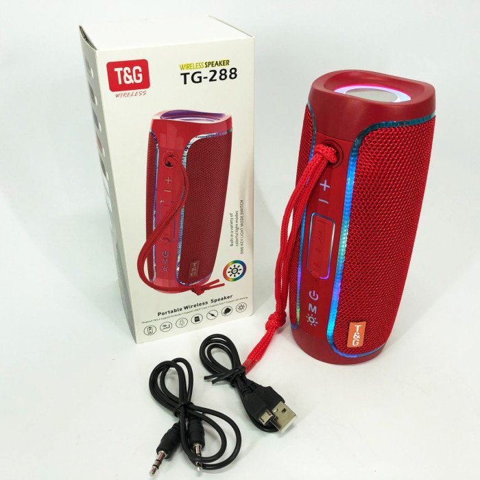 Портативна Bluetooth колонка з LED підсвічуванням TG288, гучна колонка для вечірки. Колір: червоний