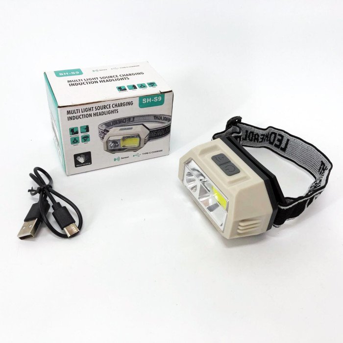 Ліхтар налобний SH-S9-XPE+COB+3SMD(red), ліхтарик налобний з usb зарядкою, ліхтар на голову для бігу