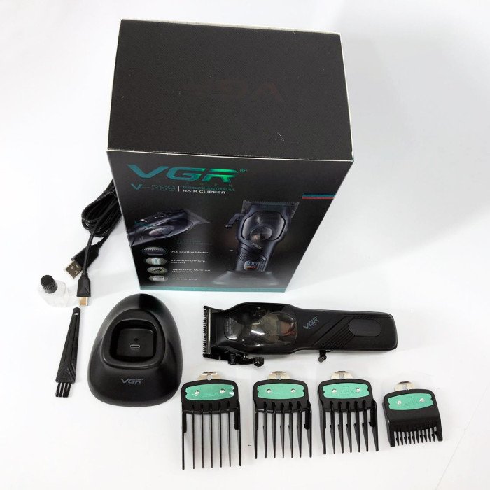 Машинка для стрижки волосся VGR V-269 (професійна) з дисплеєм та 4 насадками, окантувальна машинка