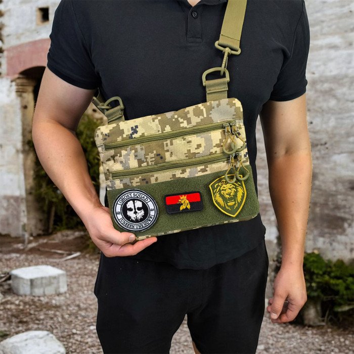 Сумка-кобура піксель камуфляж, тактична чоловіча наплічна сумка з тканини кордури AOR -1