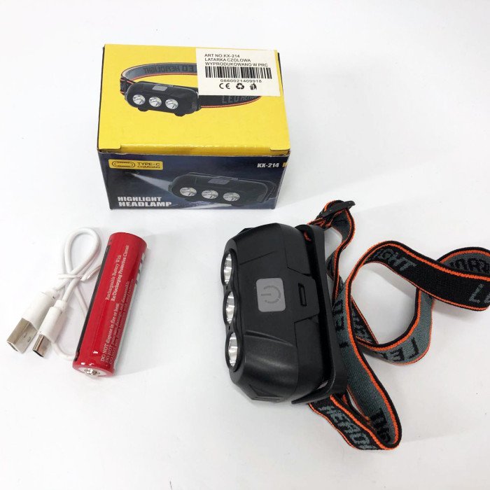 Ліхтар налобний акумуляторний KX-214-3LED, потужний світлодіодний ліхтарик на голову водонепроникний