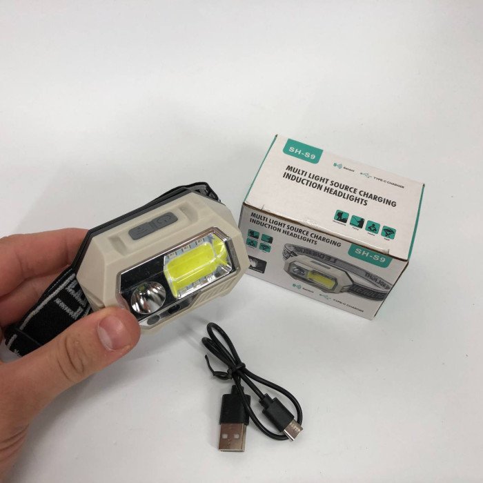 Ліхтар налобний SH-S9-XPE+COB+3SMD(red), ліхтарик налобний з usb зарядкою, ліхтар на голову для бігу