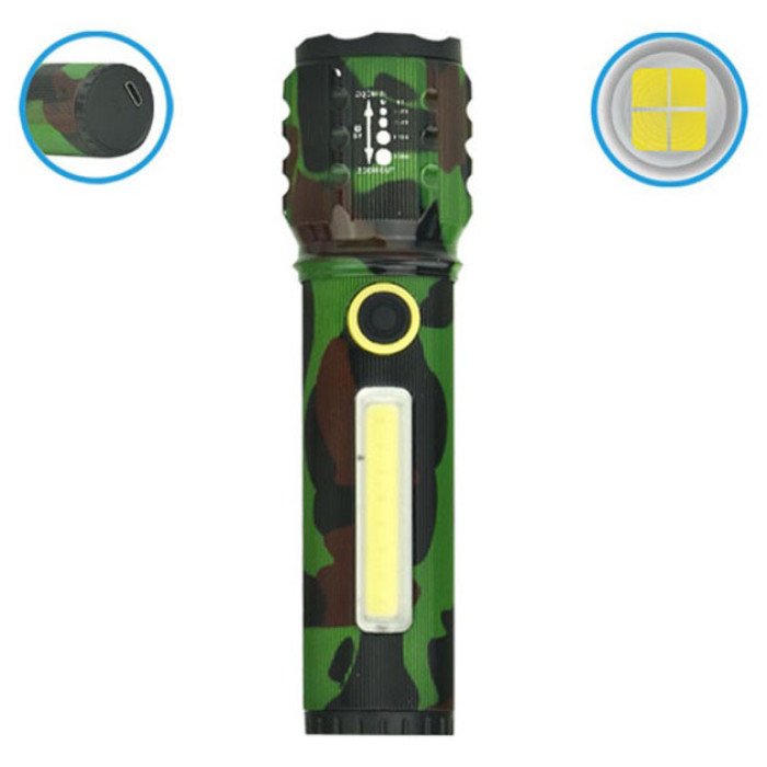 Ліхтарик ручний акумуляторний C71M-P50+COB, Ліхтар ручний потужний, Тактичний ліхтар