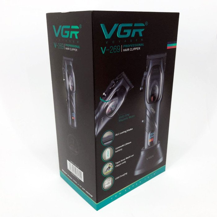 Машинка для стрижки волосся VGR V-269 (професійна) з дисплеєм та 4 насадками, окантувальна машинка