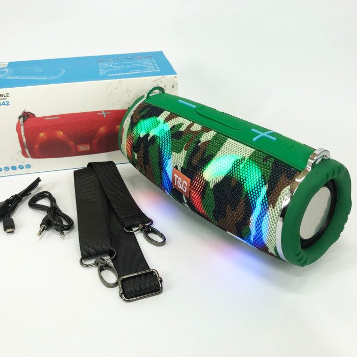 Портативна колонка TG642 з RGB підсвічуванням та ремінцем, колонка для вечірки. Колір: камуфляж