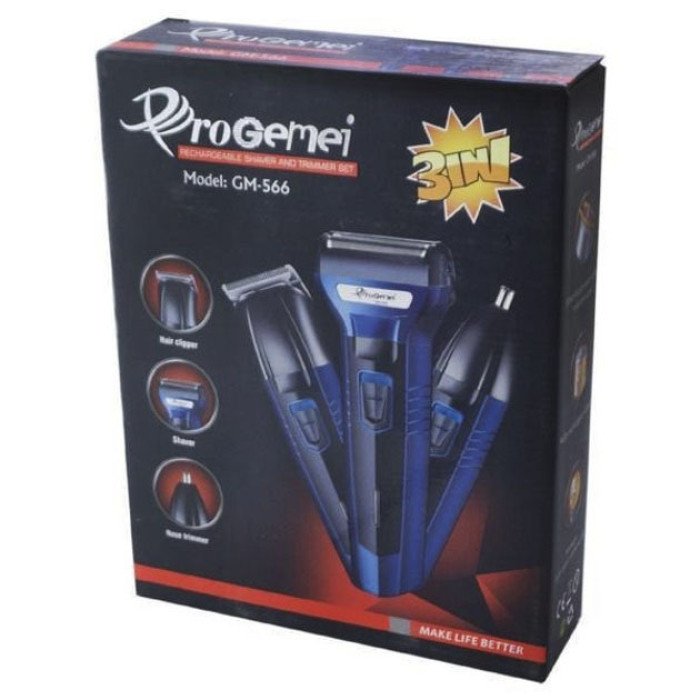 Тример для стрижки волосся носа вух брів Gemei GM-566 3в1 машинка для видалення волосся на обличчі