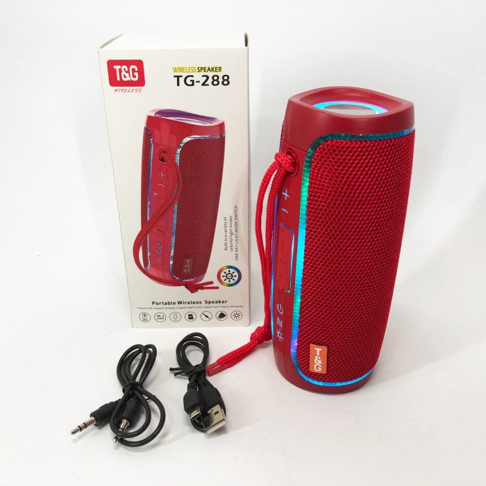 Портативна Bluetooth колонка з LED підсвічуванням TG288, гучна колонка для вечірки. Колір: червоний