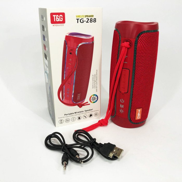Портативна Bluetooth колонка з LED підсвічуванням TG288, гучна колонка для вечірки. Колір: червоний