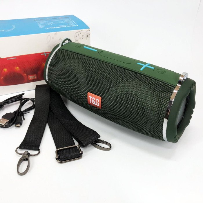Портативна колонка TG642 з RGB підсвічуванням та ремінцем, гучна блютуз колонка. Колір: зелений