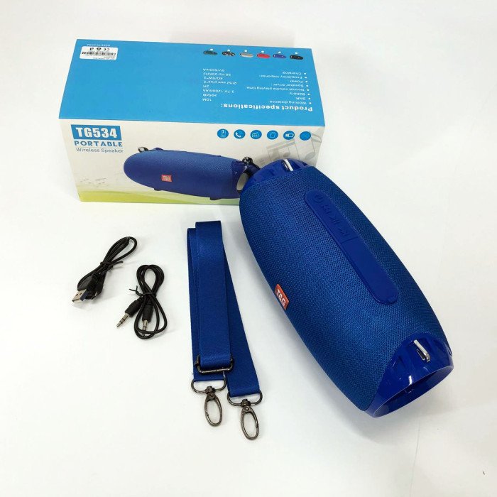 Портативна Bluetooth колонка TG534 SD IPX5 з ремінцем, портативна колонка блютус. Колір: синій
