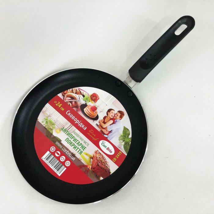 Сковорода для млинців Con Brio CB-2419 з антипригарним покриттям Xylan plus 24 см, якісна сковорода
