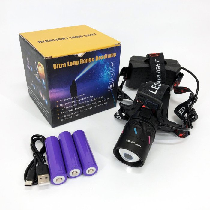 Ліхтар налобний NIGHT VISION FLUORESCENCE CT012-3L-2TG(white+red), Налобний ліхтар з лінзою