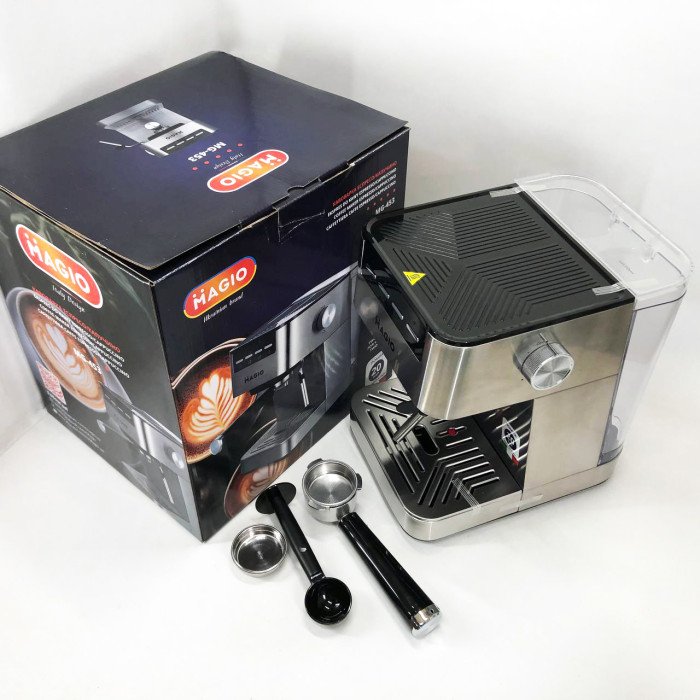 Кавоварка рожкова MAGIO MG-453 960 Вт, кавоварка з можливістю приготування еспресо, кавоварка латте