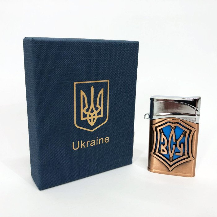 Запальничка газова ЗСУ Подарункова коробка, Гостре полум'я HL-4112-4, Запальничка з турбонаддувом. Колір: бронза