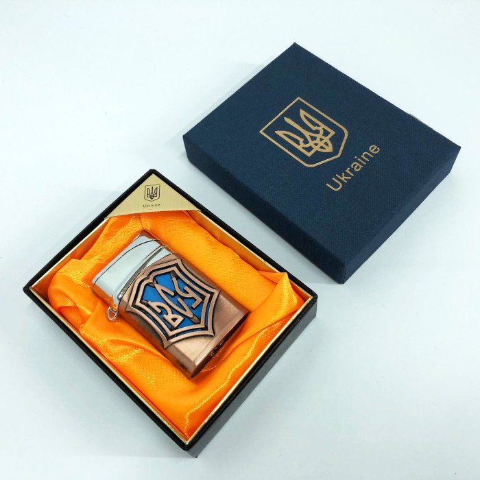 Запальничка газова ЗСУ Подарункова коробка, Гостре полум'я HL-4112-4, Запальничка з турбонаддувом. Колір: бронза