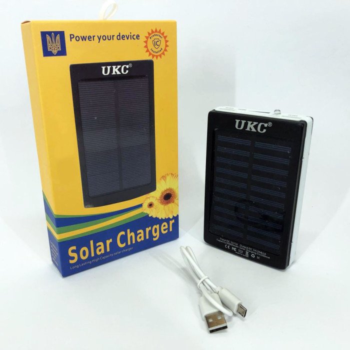 УМБ Power Bank Solar 50000 mAh мобільне зарядне із сонячною панеллю та лампою. Колір білий