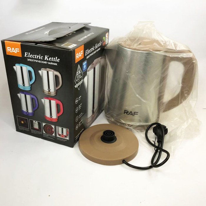 Електрочайник з нержавіючої сталі RAF R7883 2,3л. Колір: коричневий