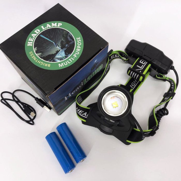 Ліхтар налобний BL-A8-P50, 2 акумулятори 18650, zoom, ЗУ microUSB, ліхтарик на голову із зарядкою