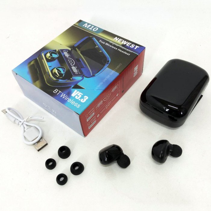 Бездротові навушники M10 з мікрофоном та док станцією-кейсом, бездротові bluetooth навушники-гарнітура