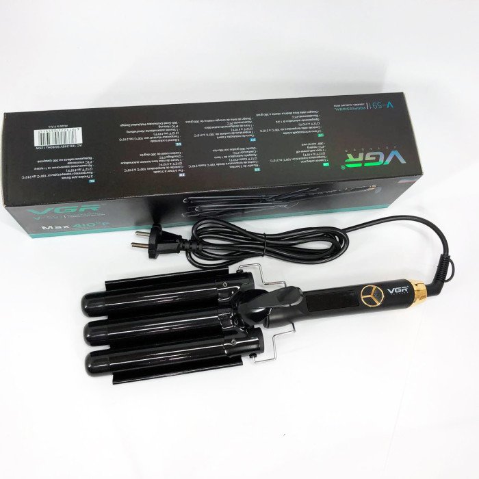 Потрійна плойка для завивки волосся VGR V-591 три хвилі діаметром 25 мм потужністю 125 Вт