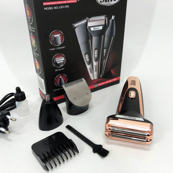 Тример універсальний GEMEI GM-598, професійна електробритва, бритва для бороди. Колір: золотий