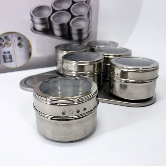 Набір ємностей для спецій MAG-745 з підставкою на магнітах, баночки для спецій 6 шт.