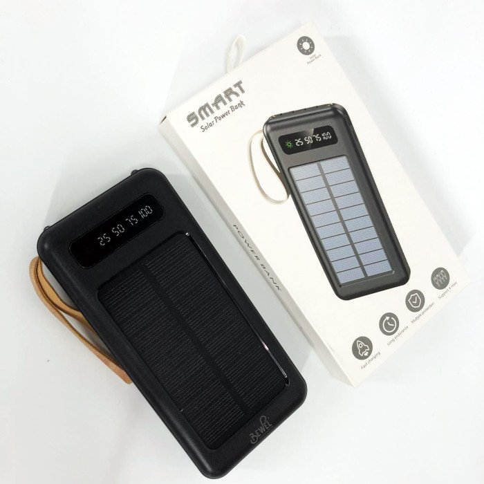 Power Bank Solar Smart 1015 зарядний пристрій на сонячній батареї 20000mAh з індикатором заряду Чорний