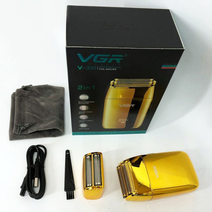 Професійний шейвер VGR V-399 GOLD, бездротова електробритва, бритва триммер для бороди.