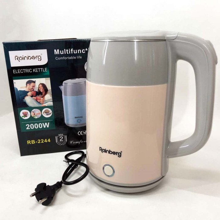 Електрочайник дисковий Rainberg RB-2244 2000 Вт 2л, стильний електричний чайник. Колір: рожевий