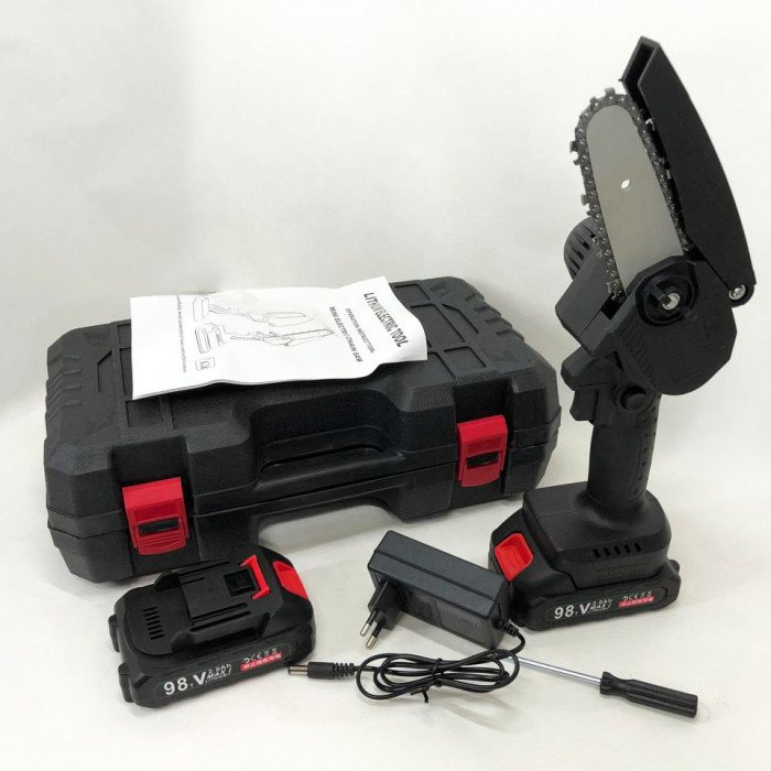 Міні-пила 10см з акумуляторною батареєю, Електропила ланцюгова побутова, Акумуляторна ланцюгова пилка для дачі