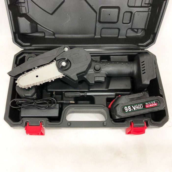 Міні-пила 10см з акумуляторною батареєю, Електропила ланцюгова побутова, Акумуляторна ланцюгова пилка для дачі