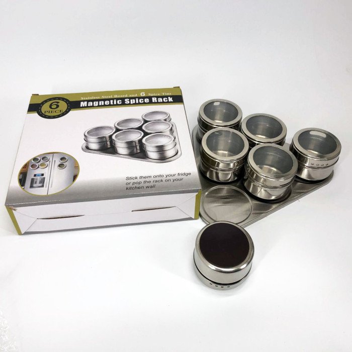 Набір ємностей для спецій MAG-745 з підставкою на магнітах, баночки для спецій 6 шт.