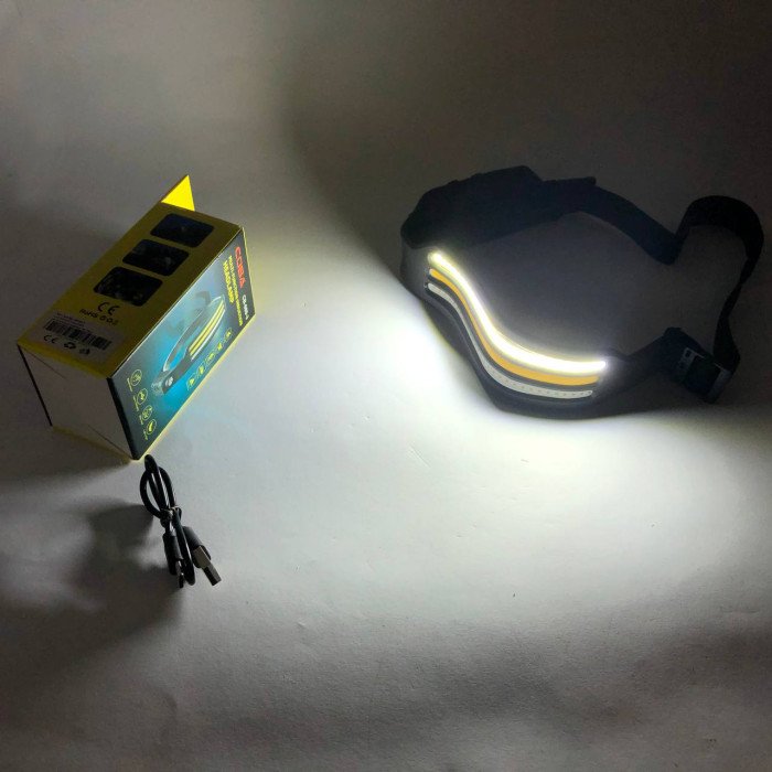 Ліхтар налобний стрічка BL-W689-LM+3COB, широкий кут огляду, надлегкий Акумуляторний ліхтарик на голову