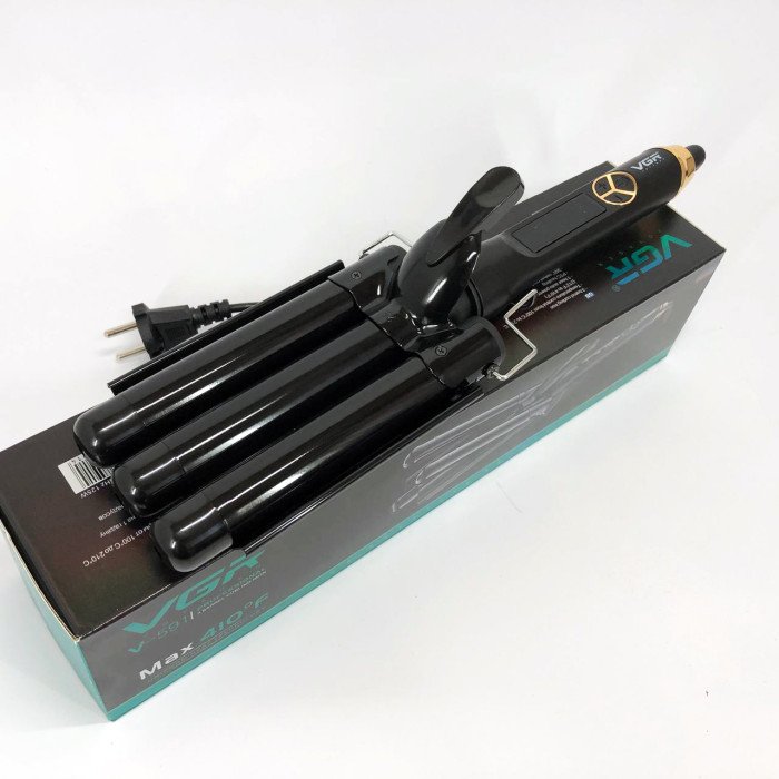 Потрійна плойка для завивки волосся VGR V-591 три хвилі діаметром 25 мм потужністю 125 Вт