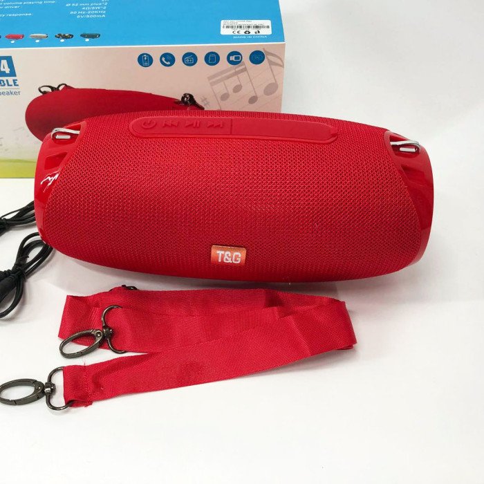 Портативна Bluetooth колонка TG534 SD IPX5 з ремінцем, бездротова колонка потужна. Колір: червоний