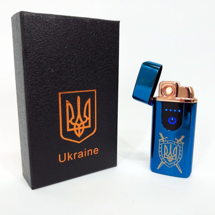Електрична та газова запальничка Україна з USB-зарядкою HL-432, сенсорна запальничка. Колір: синій
