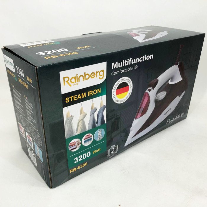 Праска парова Rainberg RB-6306 з керамічним покриттям 3200вт функція самоочищення подачі пари