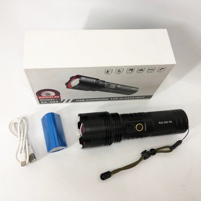 Ліхтар ручний акумуляторний PLD-503-TG powerbank, потужний акумуляторний лед ліхтарик, супер яскравий ліхтарик