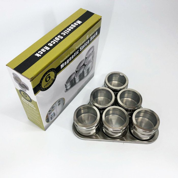 Набір ємностей для спецій MAG-745 з підставкою на магнітах, баночки для спецій 6 шт.