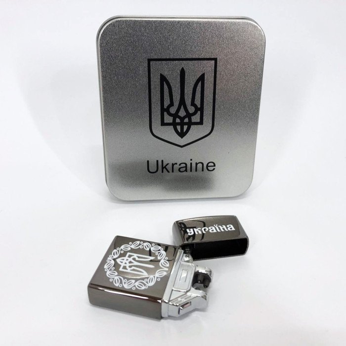 Дугова електроімпульсна запальничка USB Україна металева коробка HL-447. Колір: чорний