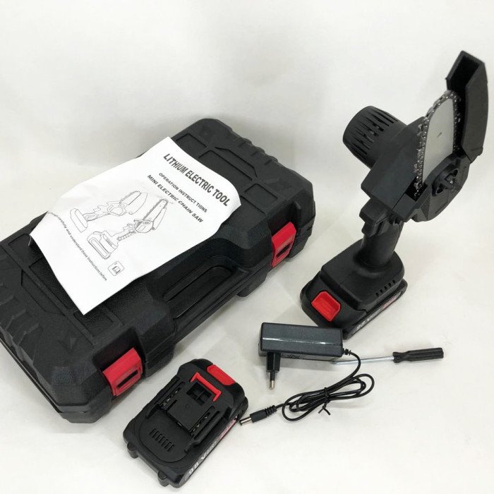 Міні пила електрична 10 см, Акумуляторна ланцюгова пила для дачі, Ланцюгові електропили по дереву