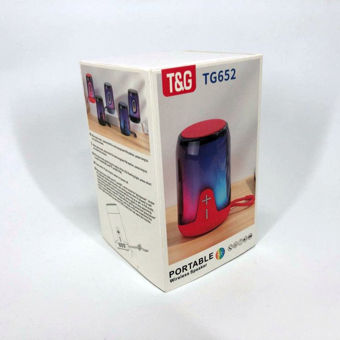 Портативна колонка TG652 5W з RGB підсвічуванням та ремінцем, акумуляторна колонка для музики. Колір: чорний