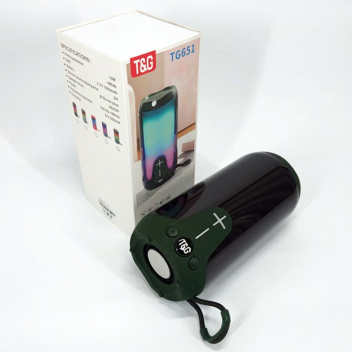 Bluetooth-колонка TG651 з RGB ПІДСВІТКОМ, Bluetooth колонка для гарної музики. Колір: зелений