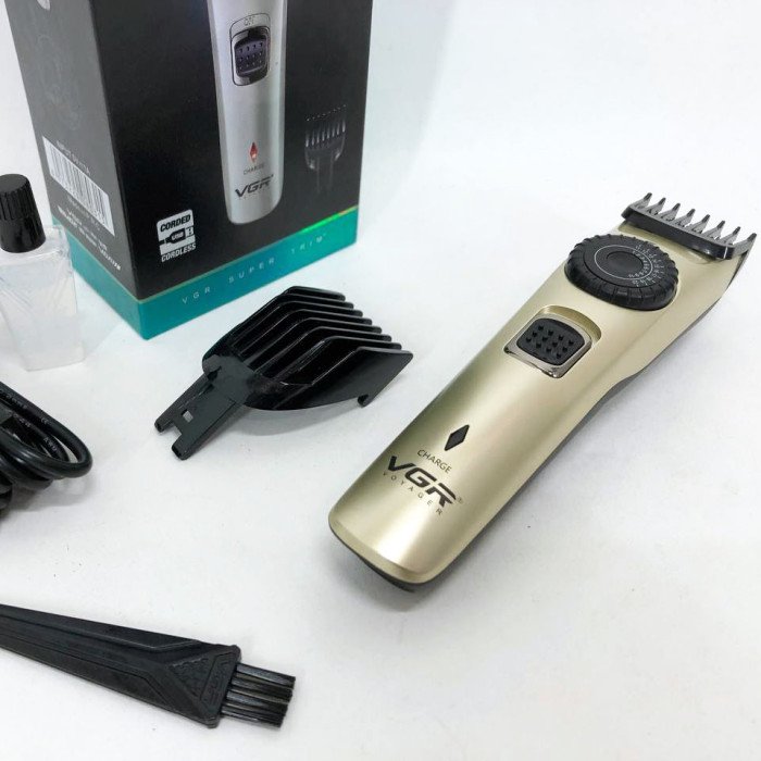 Машинка для стрижки волосся бездротова VGR V-031, тример для бороди вусів 2 насадки, окантувальна машинка