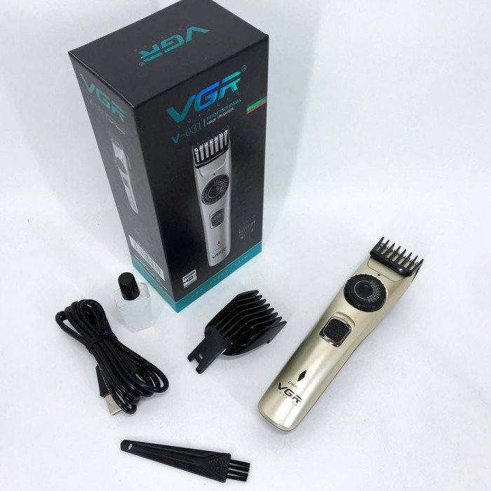 Машинка для стрижки волосся бездротова VGR V-031, тример для бороди вусів 2 насадки, окантувальна машинка