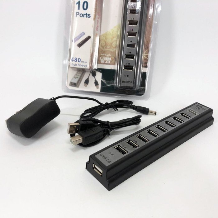 Розгалужувач USB HUB на 10 портів з активною зарядкою 220V, Розгалужувач юсб, Хаб для ноутбука