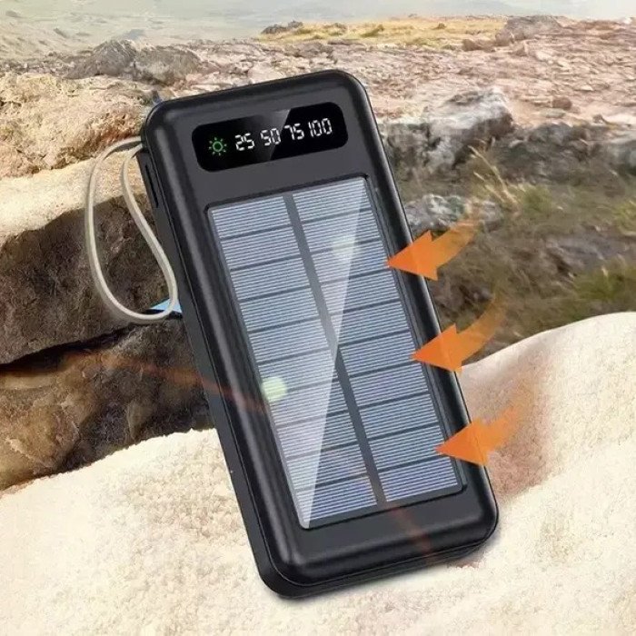 Power Bank Solar Smart 1015 зарядний пристрій на сонячній батареї 20000mAh з індикатором заряду Чорний