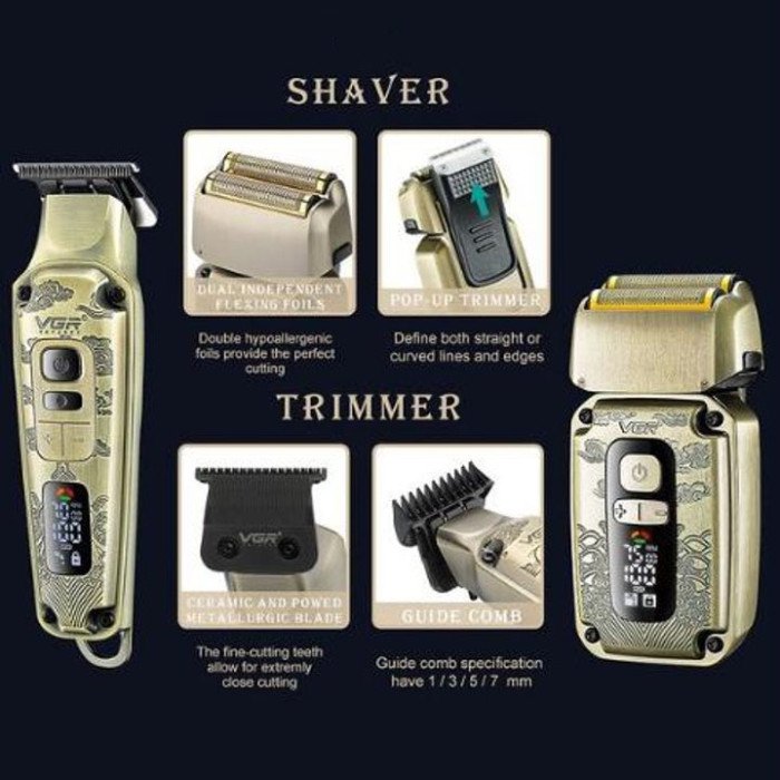 Машинка для стрижки та гоління VGR V-641, Бездротова електробритва, Машинка для стрижки голови