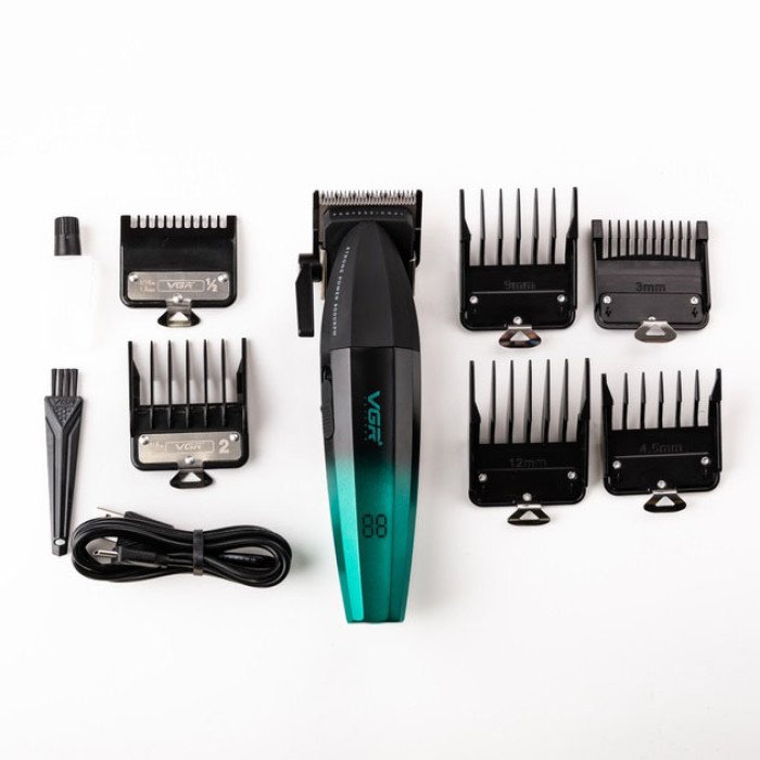 Машинка для стрижки волосся акумуляторна Professional Turbo з різними насадками VGR V-003