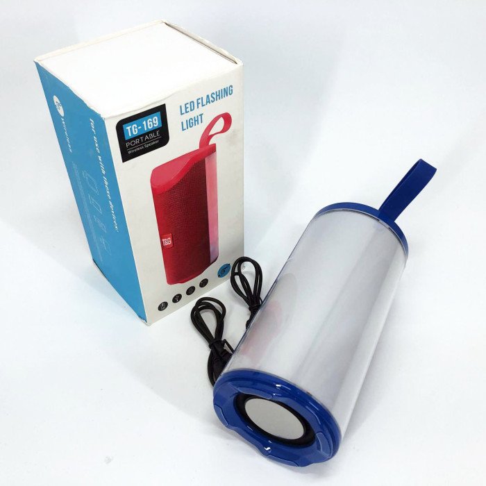 Портативна Bluetooth колонка TG169 з різнокольоровим підсвічуванням FM-радіо 5Wx2. Колір: синій